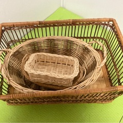 天然素材バスケット4点セット　ナチュラル　籠の画像
