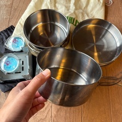 アウトドア　ポケットストーブ クッカー セット　皿　鍋の画像