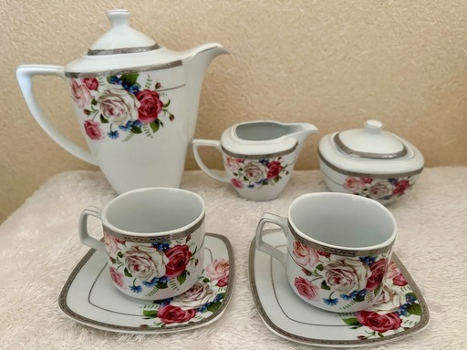 コーヒーセット　ティーセット　バラ　ローズ