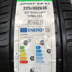 【新品】GOODRIDE SPORT SA-37 225/40ZR18 92Y 18インチ 夏タイヤ 2本 22年製 カローラスポーツ GRヤリス BRZ プリウス等　(STA078)の画像
