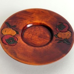 烏城彫　茶托　5枚セット　『柿』　木製の画像