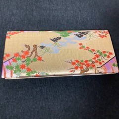 西陣織　長財布　ファスナー付　収納ポーチ　源氏物語　平安時代　織物　絵巻柄の画像
