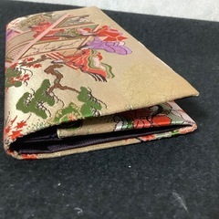 西陣織　長財布　ファスナー付　収納ポーチ　源氏物語　平安時代　織物　絵巻柄の画像