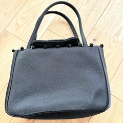 フォーマルバッグ　重ねリボン　冠婚葬祭　ブラック　数珠セットの画像