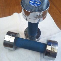 ダンベル2キロ（全長19cm ）×2　森永 ノベルティグッズの画像