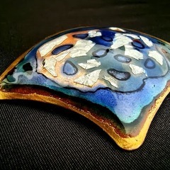 七宝焼　ブローチ　『扇』ヴィンテージの画像