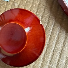 新品！赤色 茶托セット 5枚と大皿付きの画像