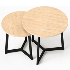 新品ウッド調ラウンド　ネストテーブルの画像