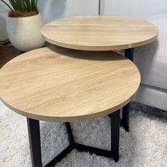 新品ウッド調ラウンド　ネストテーブルの画像
