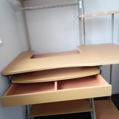 【パソコンデスク／PCデスク】プリンター台付き（引き出し・キーボードスライダー付き）幅約100cmの画像