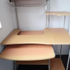 【パソコンデスク／PCデスク】プリンター台付き（引き出し・キーボードスライダー付き）幅約100cmの画像