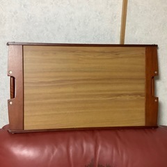 昭和レトロ　KAMO MOKKO ニューゴールド盆　トレー　木目　長盆　持手付の画像