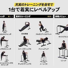 【新品未使用】ディップススタンド➕おまけ（プッシュアップバーと腹筋ローラー付き）の画像