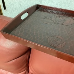 昭和レトロ　鎌倉彫風　長盆　持ち手付　トレー　大きい　お盆　盆の画像