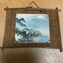 色紙掛け　壁掛け　網代編み　横山大観　晩秋　蓬莱山の画像