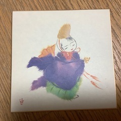 絵色紙　日本の秋　ミニ色紙　4枚　田舎の風景　柿　稚児　千切り絵の画像