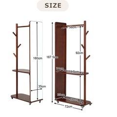 ハンガーラック 収納 スタンドミラー(ホワイト)の画像