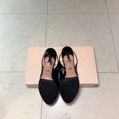 PRADA プラダ　ヒール　オープントゥハイヒール　23.5cm 37 エナメルの画像