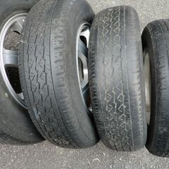 【大阪/直接手渡し限定！】軽トラ＆軽バン用♪・アルミホイール/１２インチ/ＰＣＤ１００・４本セット！・タイヤ２１年ブリヂストン製・ＬTタイヤ３～４分山【中古現状品】の画像