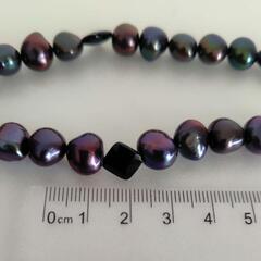 淡水パール　ネックレス　ブラックパール　SILVER刻印有り　ケース有の画像