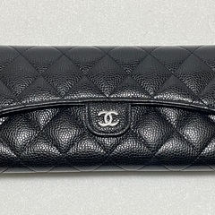 CHANEL シャネル 長財布 黒・ワイン色　CLASSIC キャビアスキン　極上品　正規直営店の画像