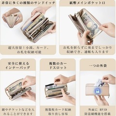 【新品未使用】レディース 長財布 ベージュ 本革 ジップアラウンド コンパクト スキミング防止機能付き の画像