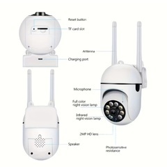 【191】新品1台 屋内 1080P FHD 室内用 ワイヤレスセキュリティWiFiカメラの画像