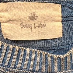 コットン100のサニーラベル幾何学模様セーター M 青の画像