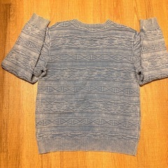 コットン100のサニーラベル幾何学模様セーター M 青の画像