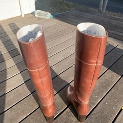 イタリア製、本革ロングブーツ37サイズの画像