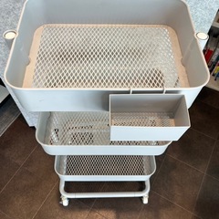 ホワイト 3段キッチンワゴン キャスター付き　の画像