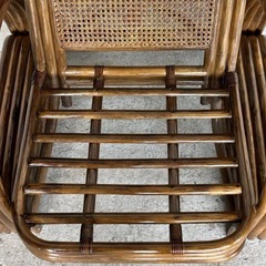 ꧁オールドラタン꧂カフェ風✦レトロラタン大型アームチェア　1人掛けソファーの画像