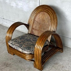 ꧁オールドラタン꧂カフェ風✦レトロラタン大型アームチェア　1人掛けソファーの画像