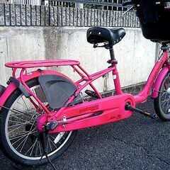 子供乗せ自転車 (※3人乗り可)　20インチ・3段変速・LEDライト　a.n.d coala　ピンクの画像