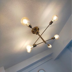 ⭕️超美品⭕️unico Astre 別注ゴールド クロス型6灯シーリングライト ゴールド⭕️新品LED電球付き¥51700の品の画像