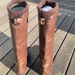 本革ロングブーツ　23.5cmの画像