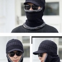 つば付き　ニット帽 目出し帽　首も防風　防寒の画像