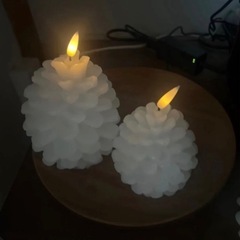 松ぼっくりキャンドル風ライト2個セットの画像