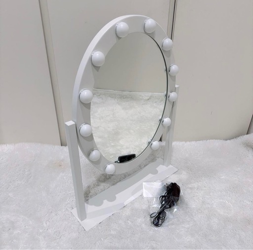 Francfranc フッツェハリウッドミラーラウンドLホワイト【女優ミラー