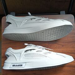 新品 25.5cm メンズ 靴 スニーカー ホワイト 厚底 シューズ 普段着 識別番号:【N650-S】の画像