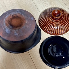 【引取限定】　米炊き用　土鍋　ご飯鍋　萬古焼　2合炊きの画像