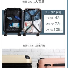 【お話し中】白いスーツケース Mサイズ 73L マチアップ機能付の画像
