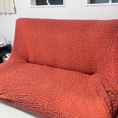 ソファ　ブラウン・オレンジの画像