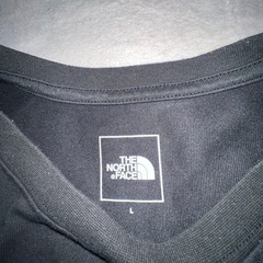 THE NORTH FACEのブラックの半袖Tシャツ　バックアメリカ国旗の画像