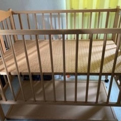 ベビーベッド　ワンタッチハイベッド　パル（棚板付き）　　日本製の画像