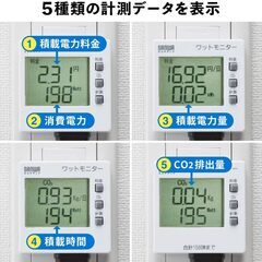 サンワサプライ ワットモニター　TAP-TST8Nの画像