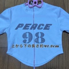 ロゴ入り ホワイト ショート丈 Tシャツ Mの画像