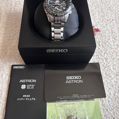 SEIKO アストロン　GPS衛星電波ソーラー ビッグデイト　チタン 黒文字の画像