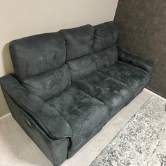 ダークグレー 3人掛け電動リクライニングソファの画像