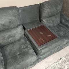 ダークグレー 3人掛け電動リクライニングソファの画像